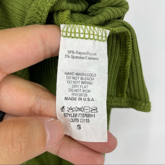 NWT Wild Homey Green Ribbed Tie Front Bodysuit - Picture 5 of 5